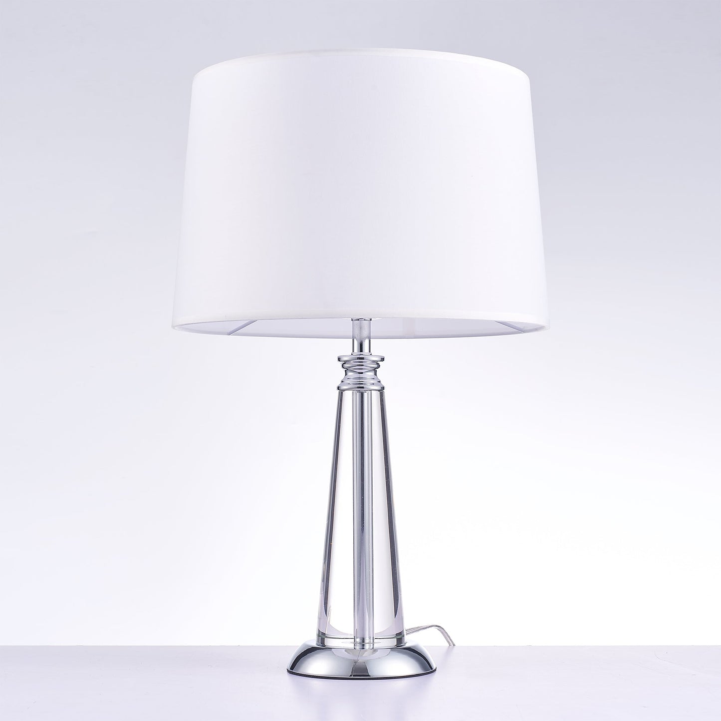 Pasargad Home 15" Canova White Metal & Crystal Table Lamp