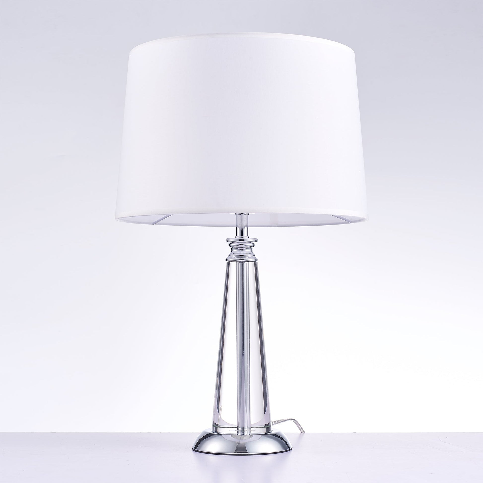 Pasargad Home 15" Canova White Metal & Crystal Table Lamp