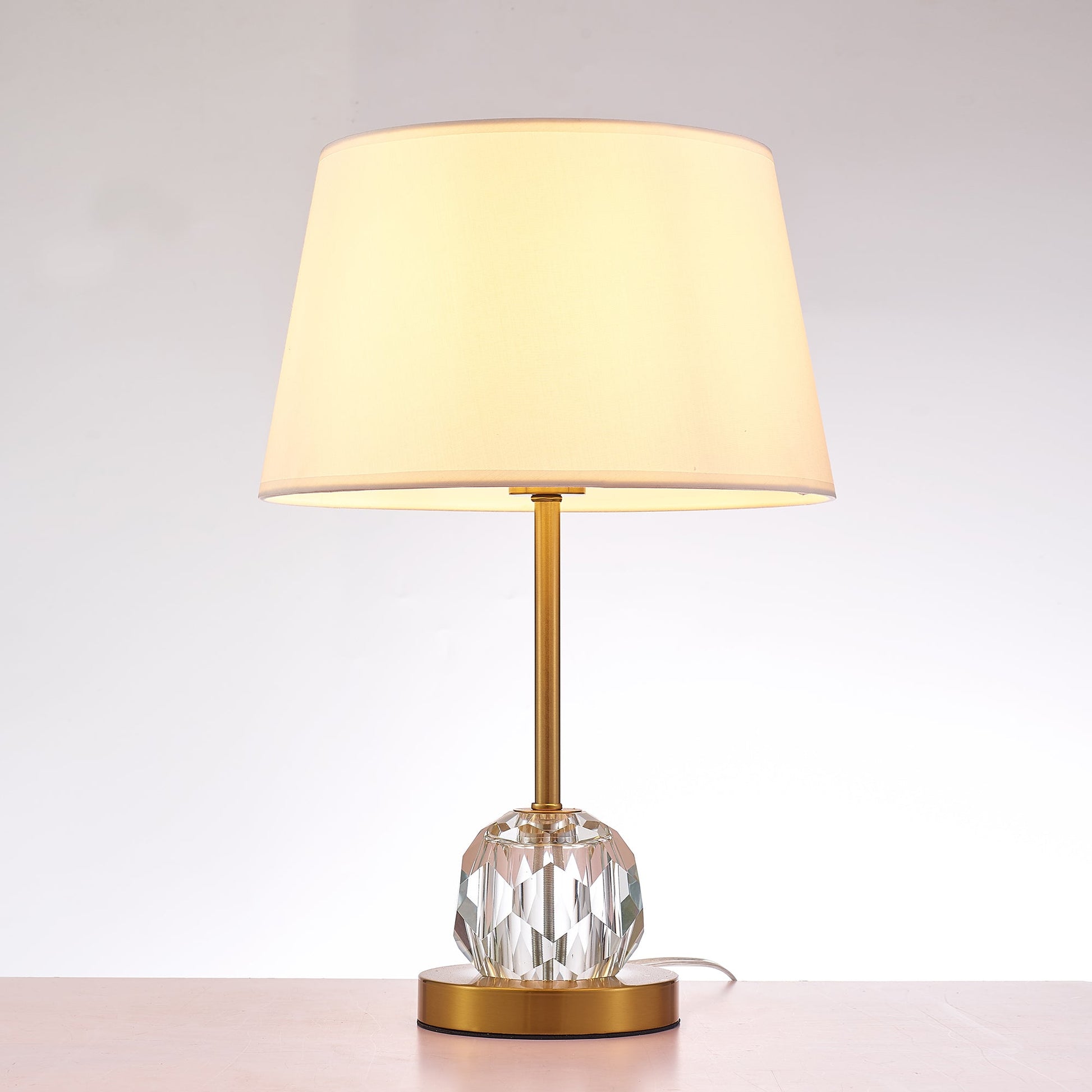 Pasargad Home Aston 13" White Metal & Crystal Table Lamp