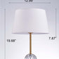 Pasargad Home Aston 13" White Metal & Crystal Table Lamp