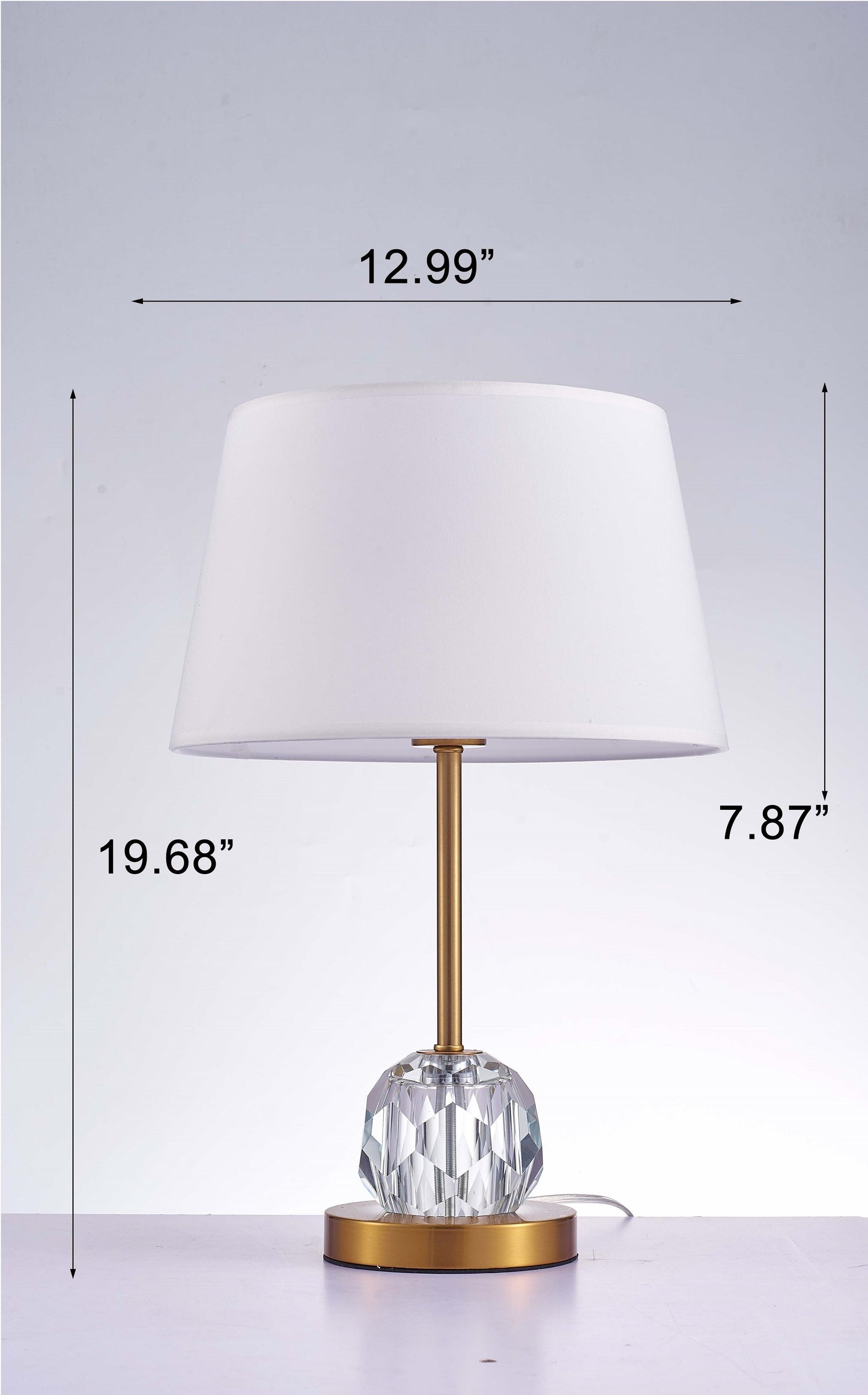 Pasargad Home Aston 13" White Metal & Crystal Table Lamp