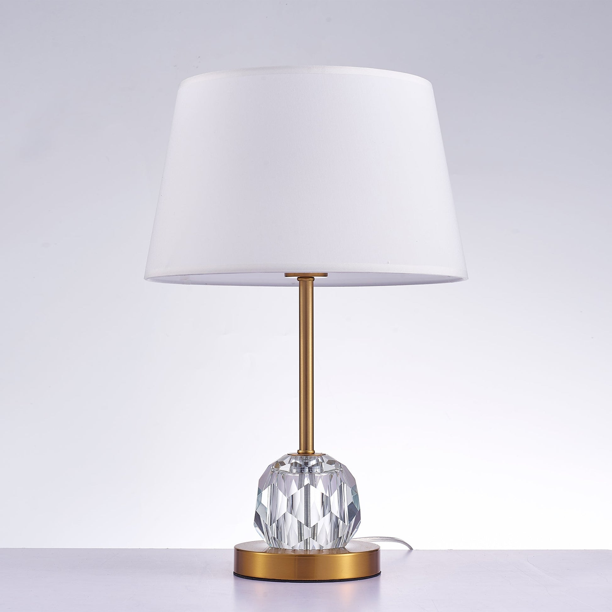 Pasargad Home Aston 13" White Metal & Crystal Table Lamp