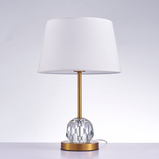 Pasargad Home Aston 13" White Metal & Crystal Table Lamp