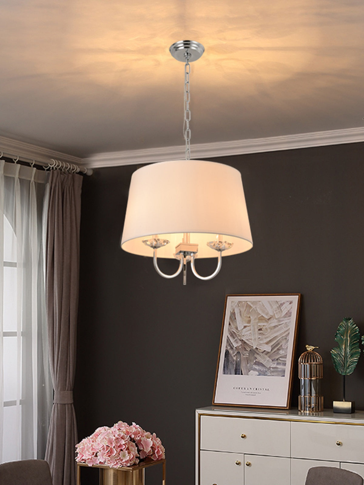 Pasargad Home Azure 20" Chrome Metal & Glass Chandelier