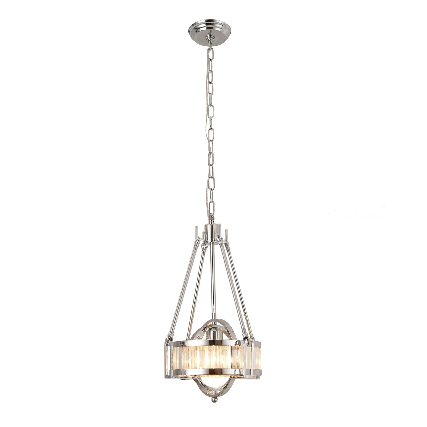 Pasargad Home Bistro 13" Chrome Metal & Glass Pendant Light