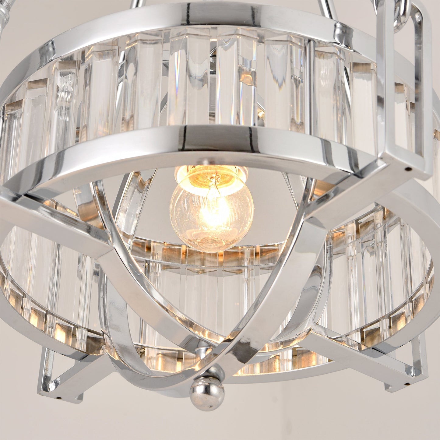 Pasargad Home Bistro 13" Chrome Metal & Glass Pendant Light