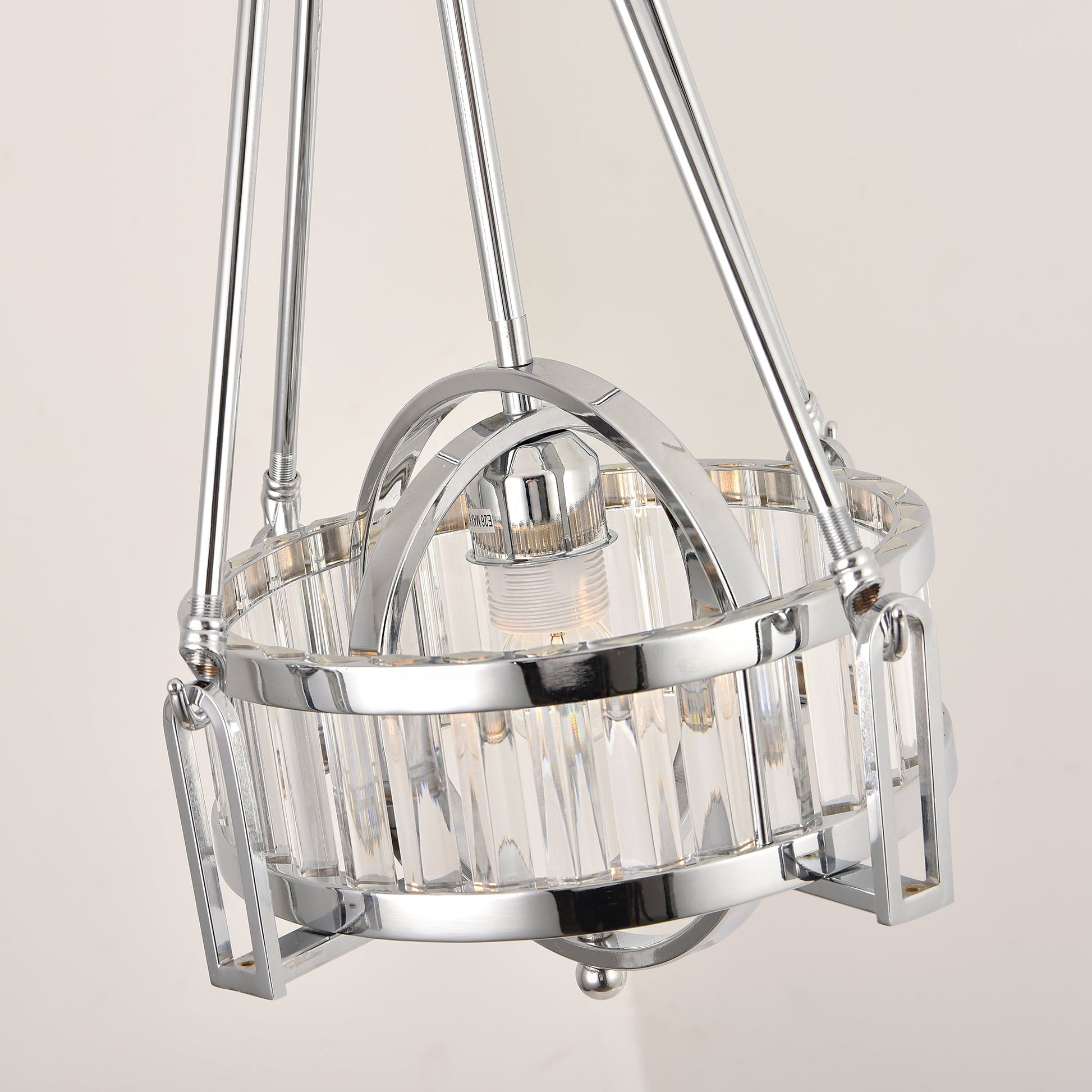 Pasargad Home Bistro 13" Chrome Metal & Glass Pendant Light