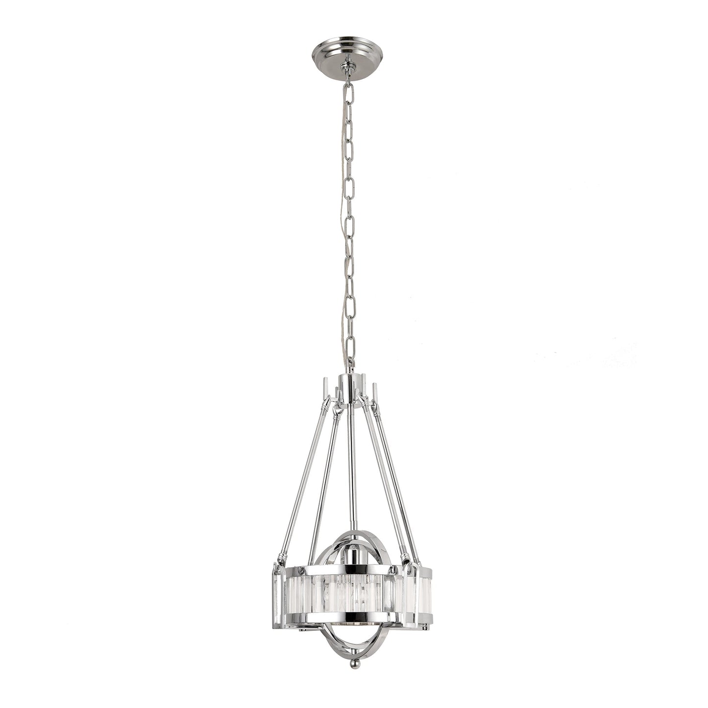 Pasargad Home Bistro 13" Chrome Metal & Glass Pendant Light