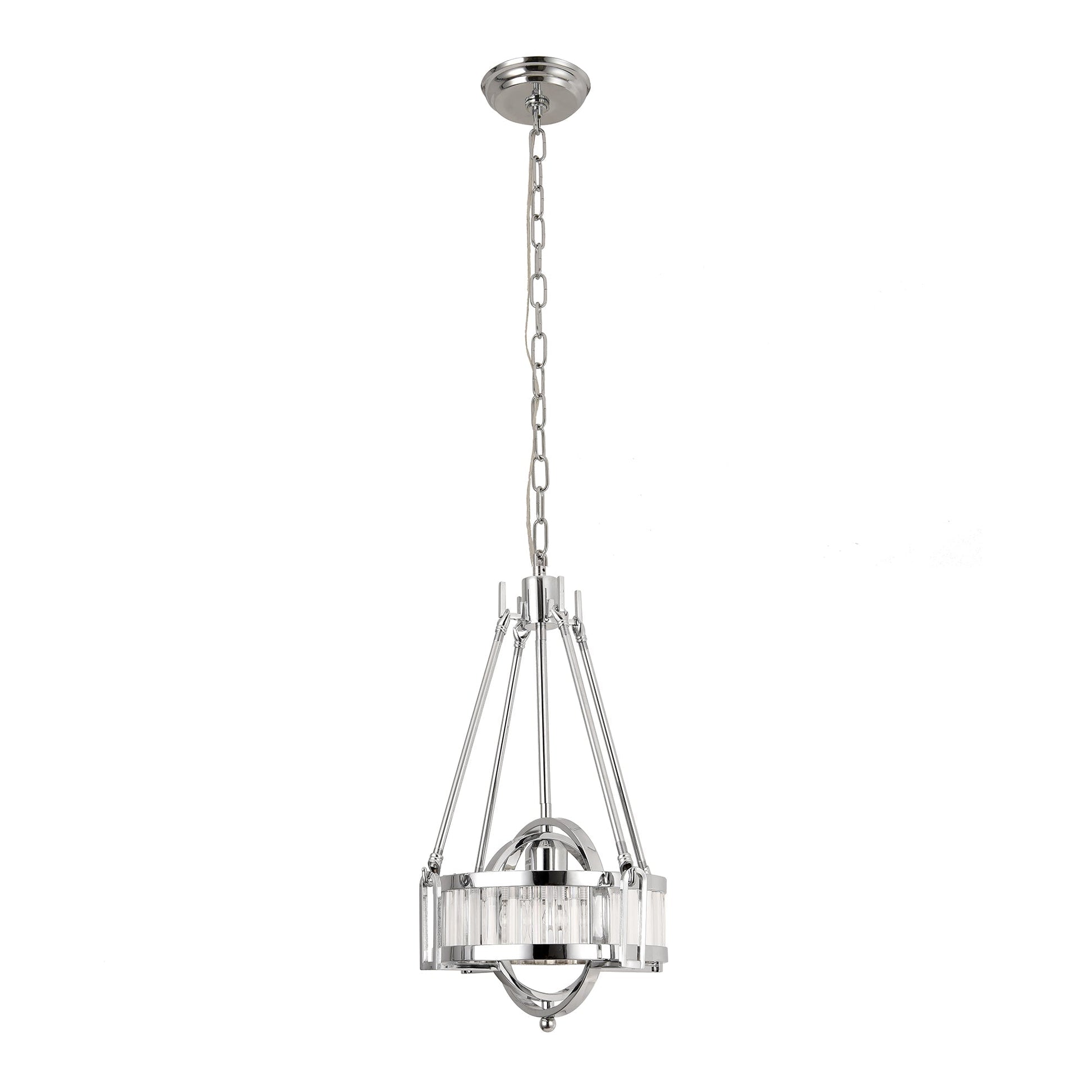 Pasargad Home Bistro 13" Chrome Metal & Glass Pendant Light