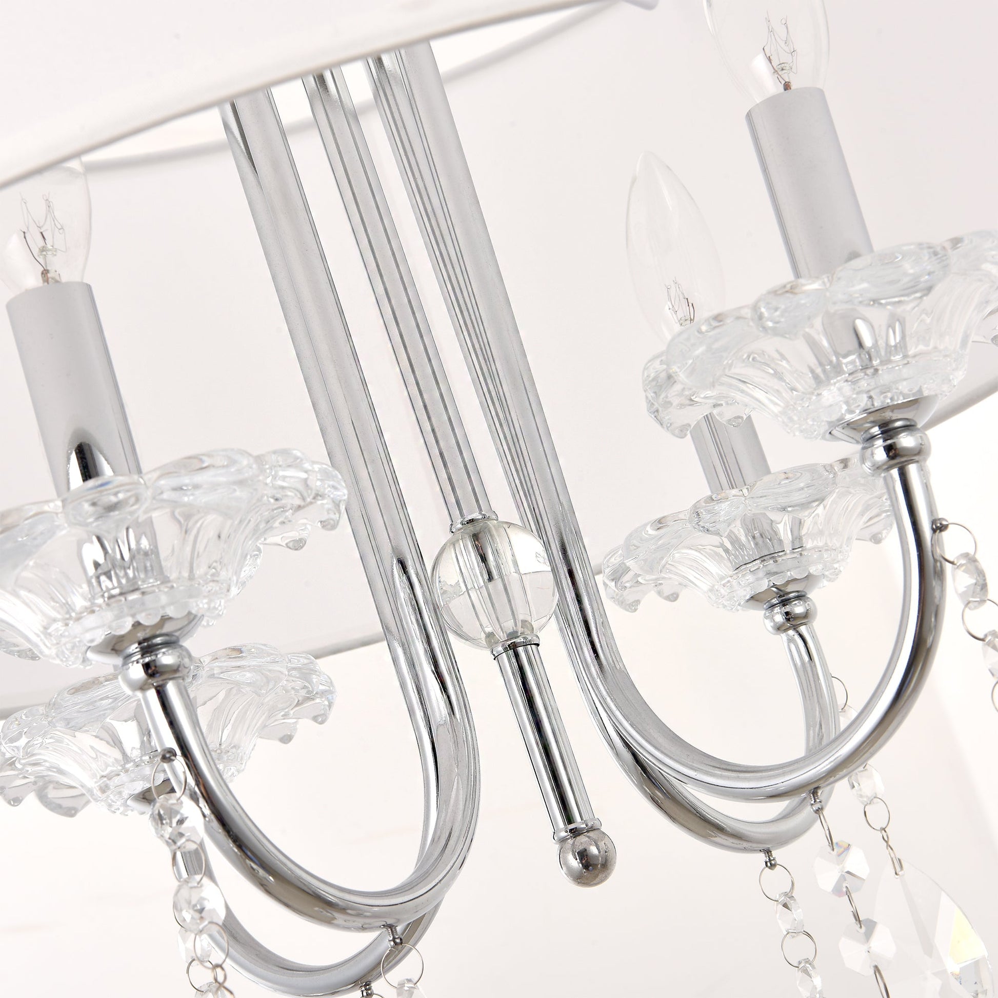 Pasargad Home Bizet 21" Chrome Metal & Cystal Chandelier