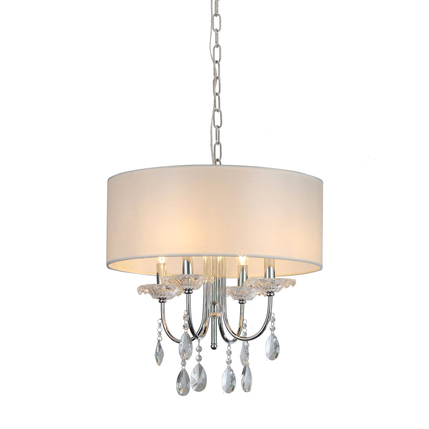 Pasargad Home Bizet 21" Chrome Metal & Cystal Chandelier