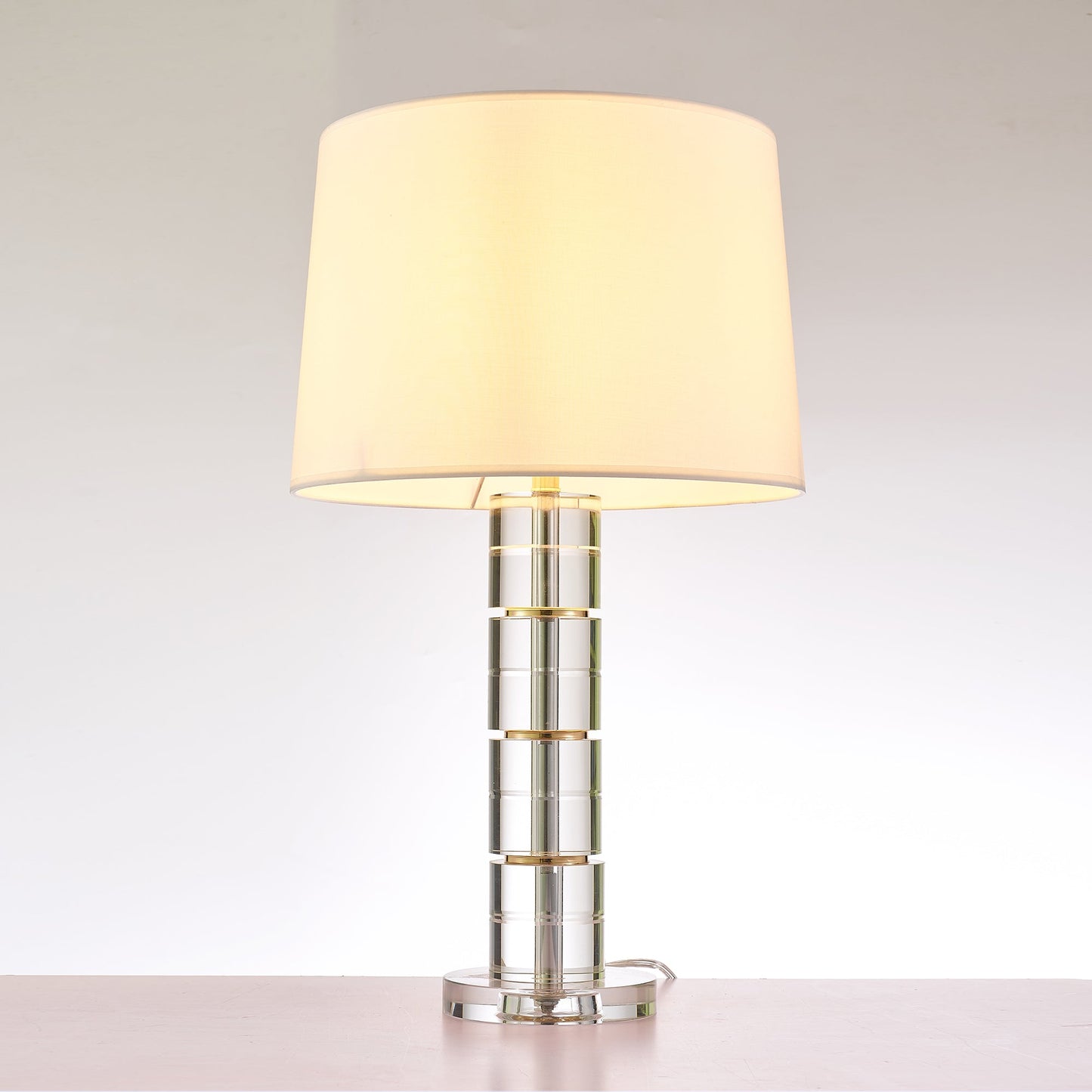 Pasargad Home Catalina 14" White Metal & Crystal Table Lamp
