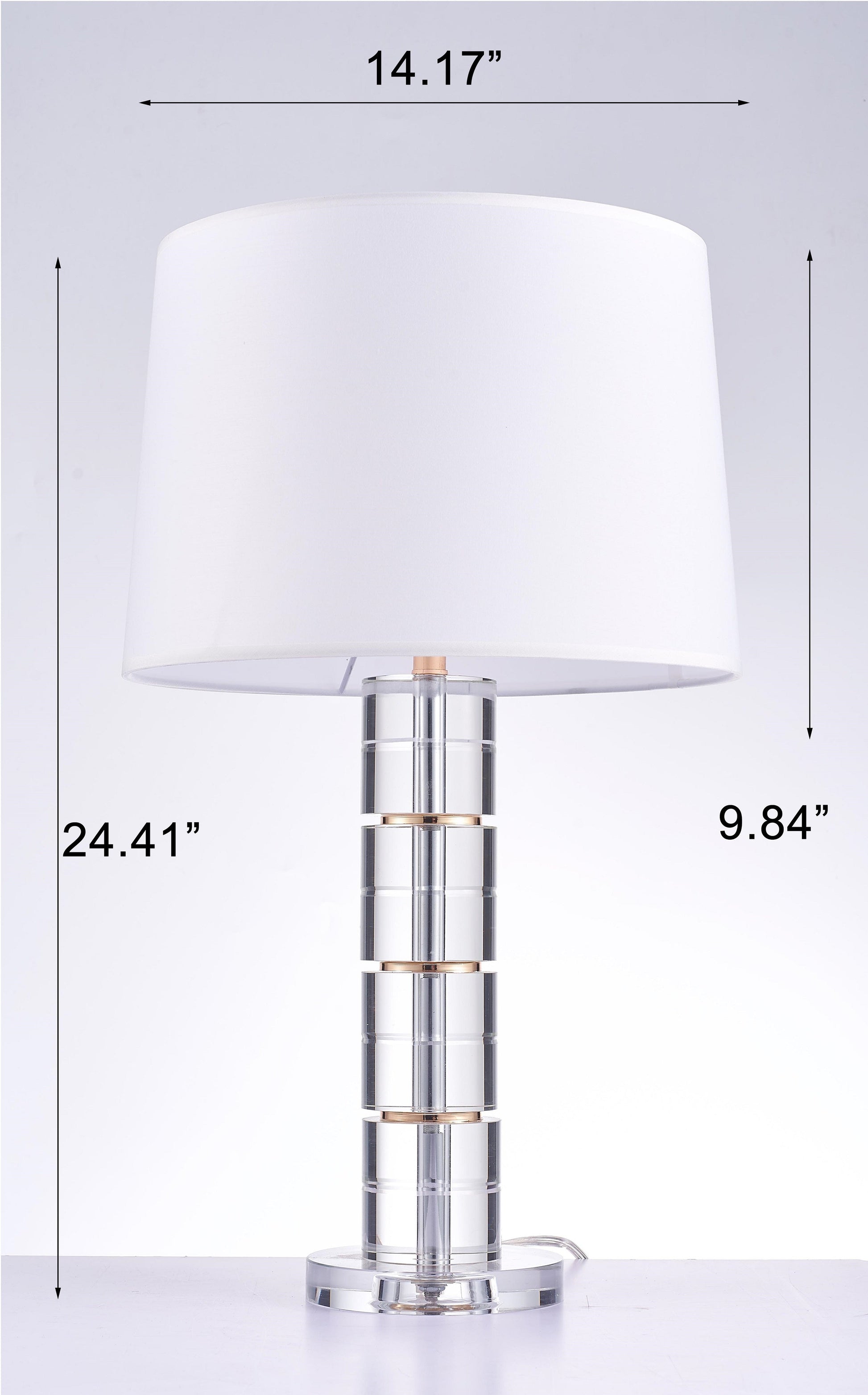 Pasargad Home Catalina 14" White Metal & Crystal Table Lamp