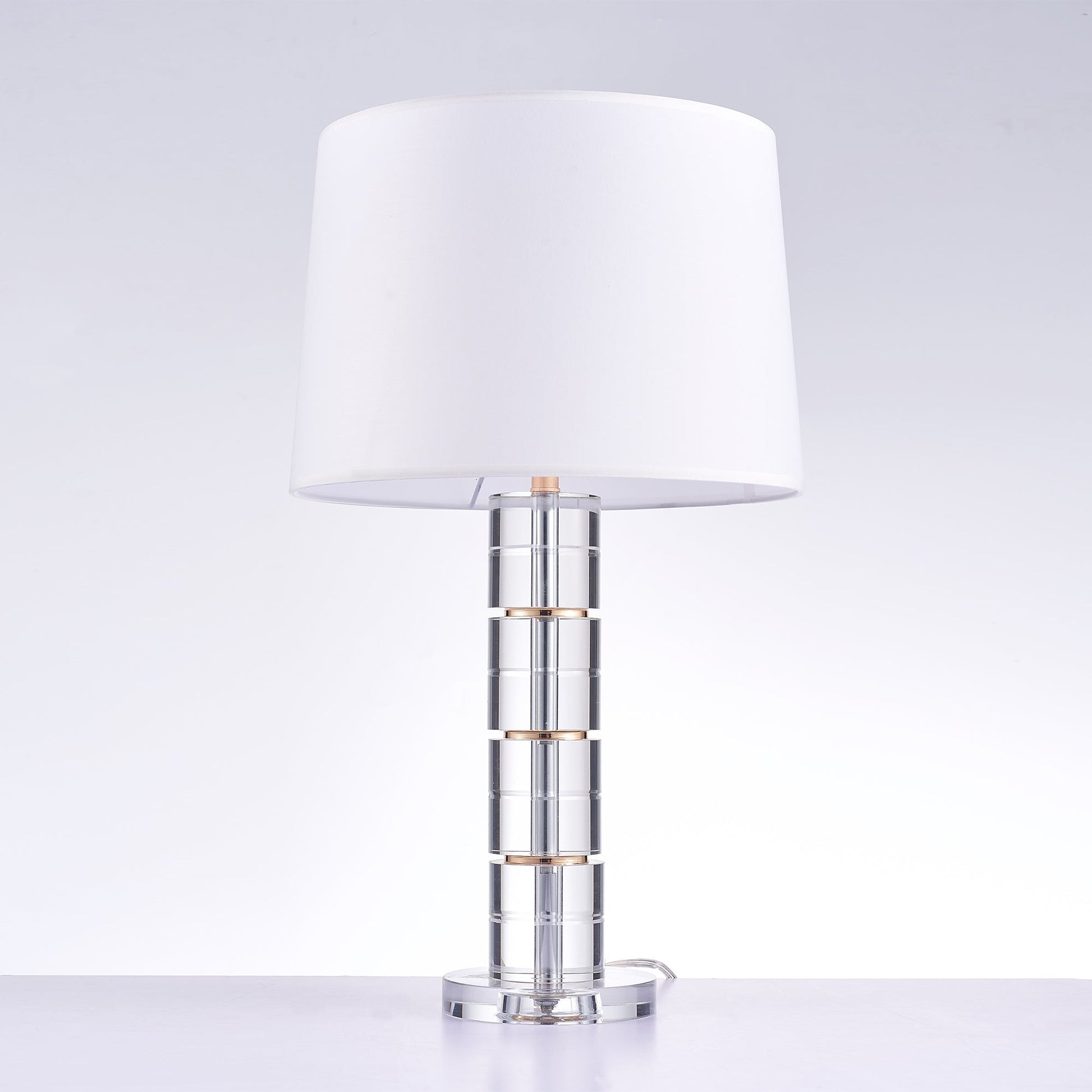 Pasargad Home Catalina 14" White Metal & Crystal Table Lamp