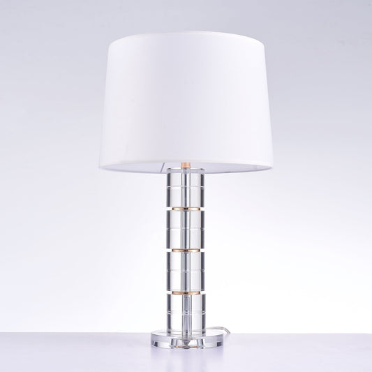 Pasargad Home Catalina 14" White Metal & Crystal Table Lamp