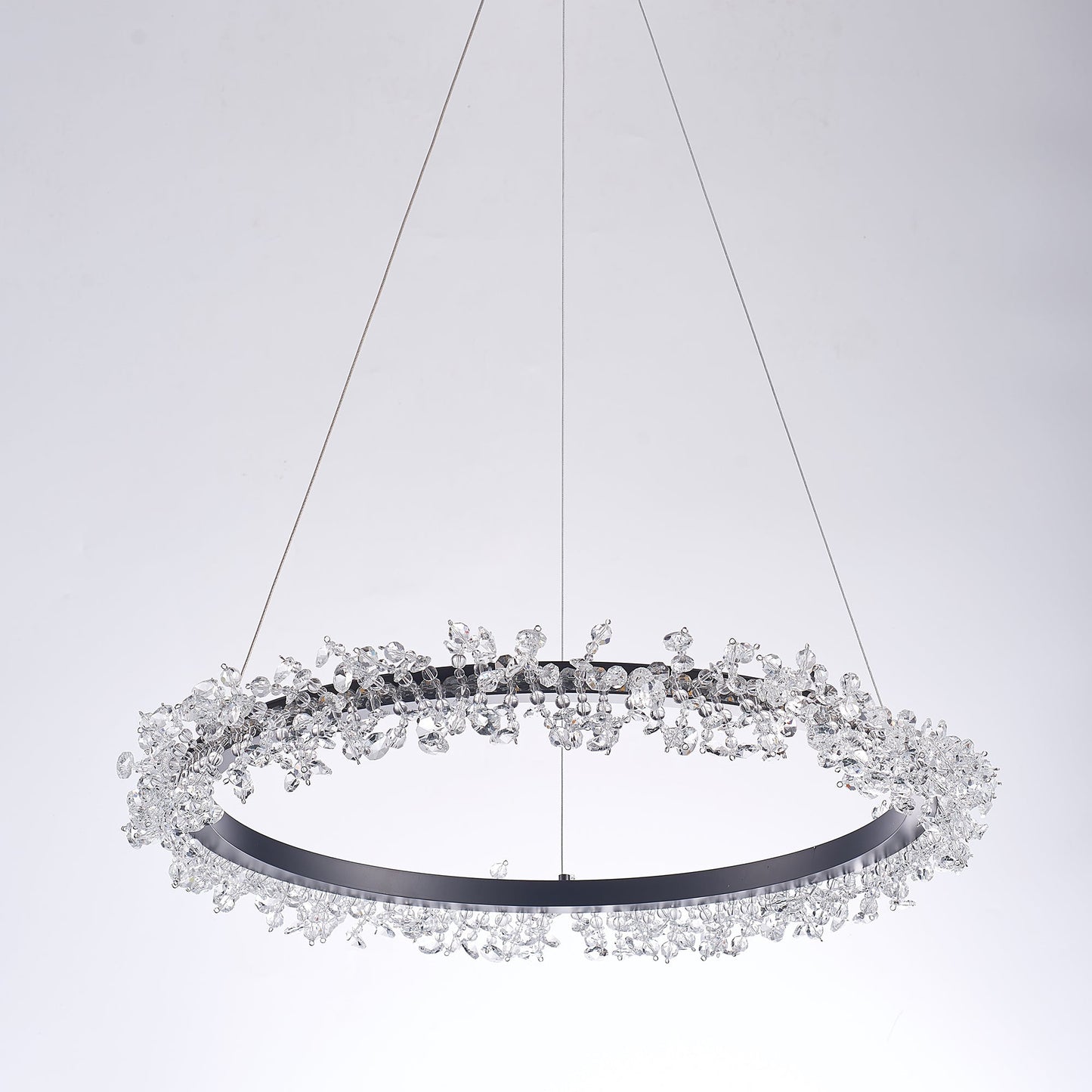 Pasargad Home Claire 24" Black Metal & Crystal Chandelier