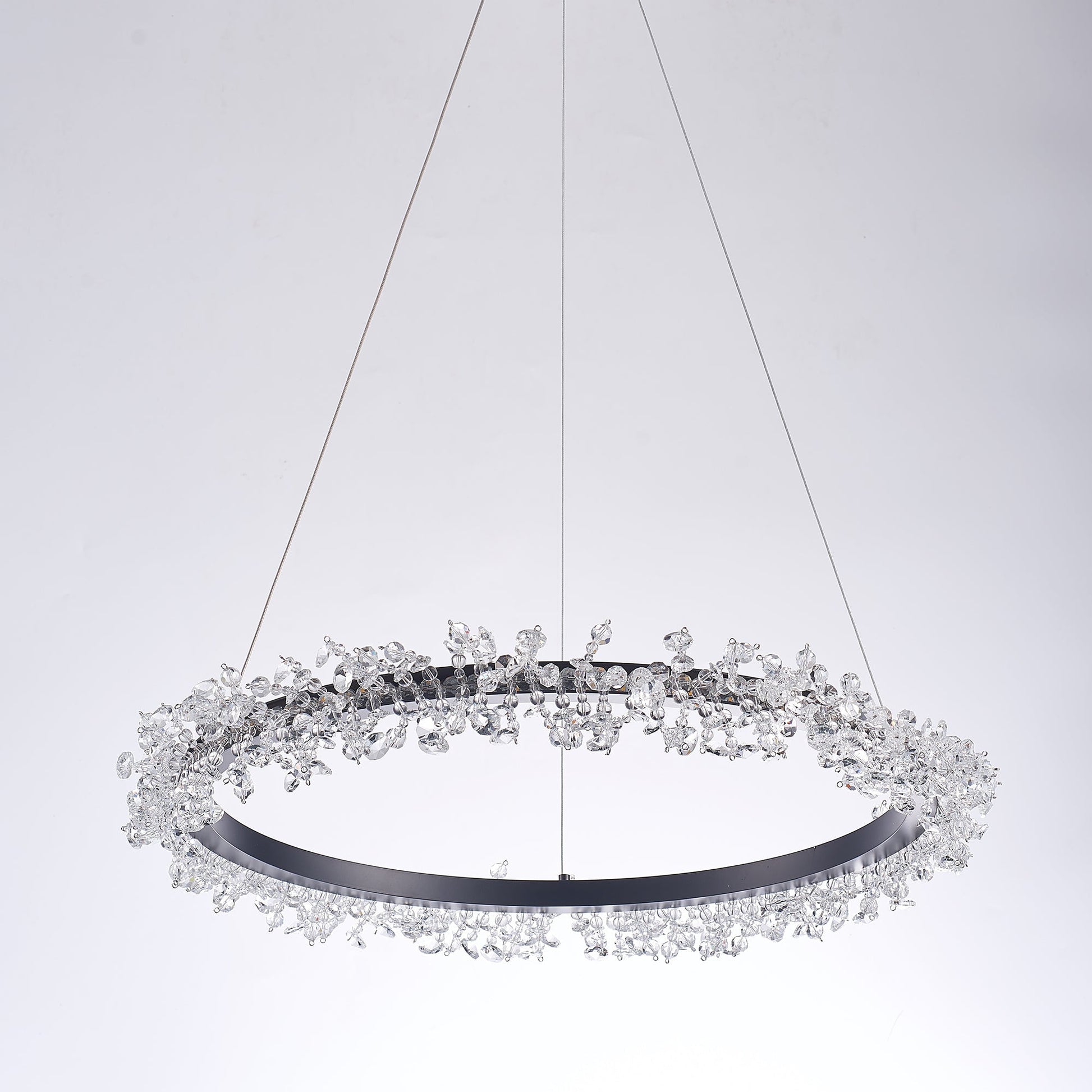 Pasargad Home Claire 24" Black Metal & Crystal Chandelier