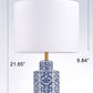 Pasargad Home Destro 14" White & Blue Ceramic Table Lamp