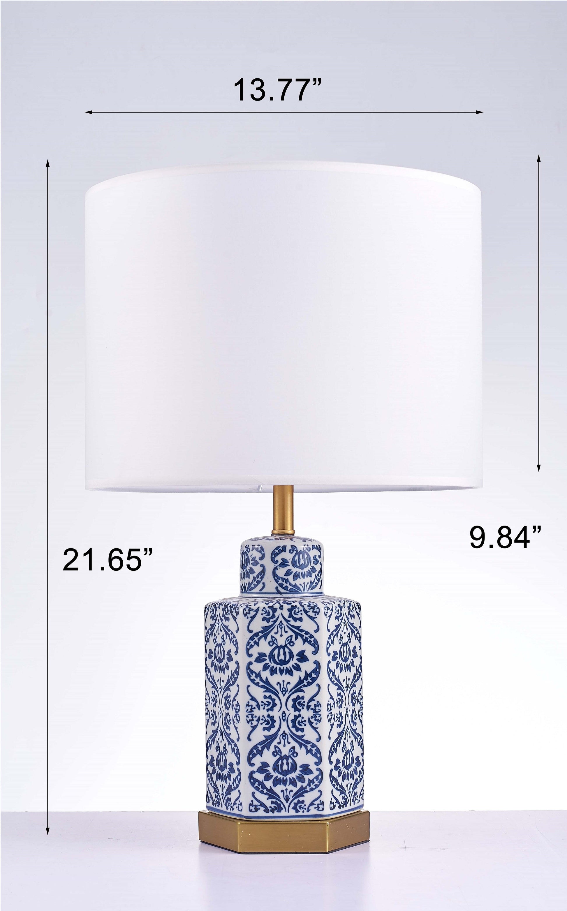Pasargad Home Destro 14" White & Blue Ceramic Table Lamp