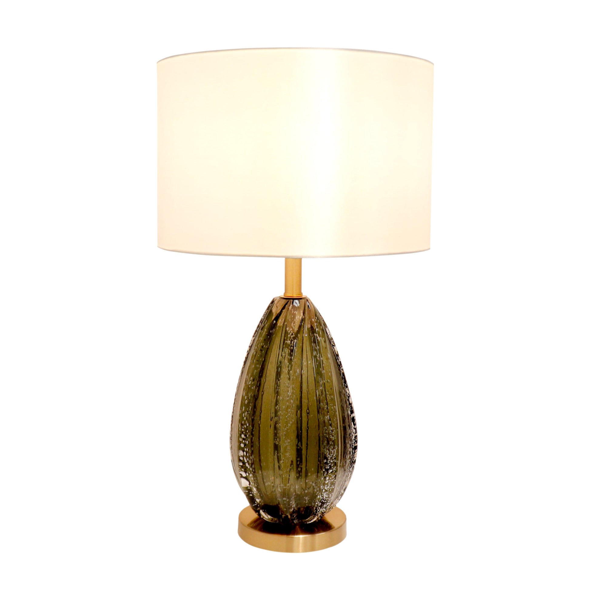 Pasargad Home Felicia 15" White & Green Glass Modern Table Lamp