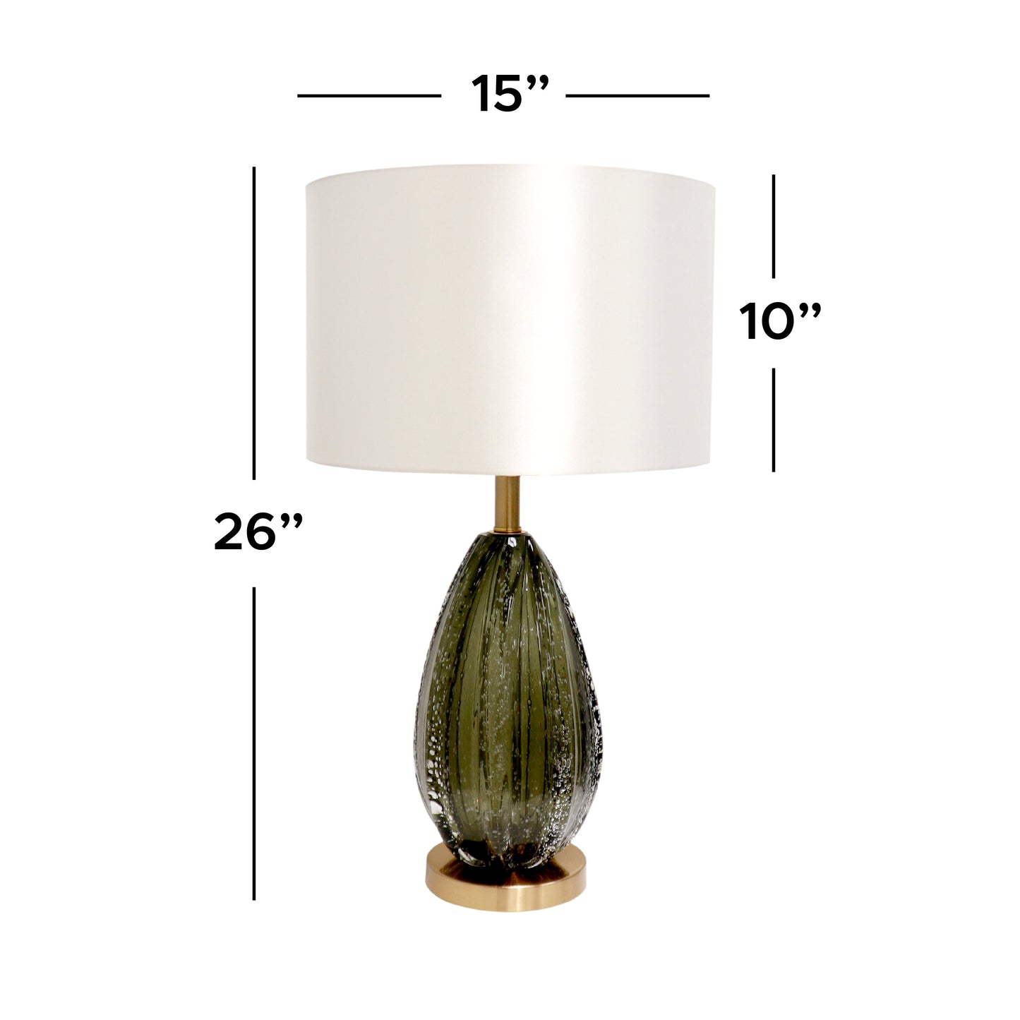 Pasargad Home Felicia 15" White & Green Glass Modern Table Lamp