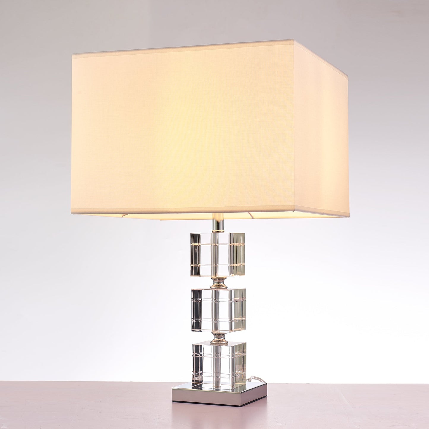 Pasargad Home Fredo 14" White Metal & Crystal Table Lamp