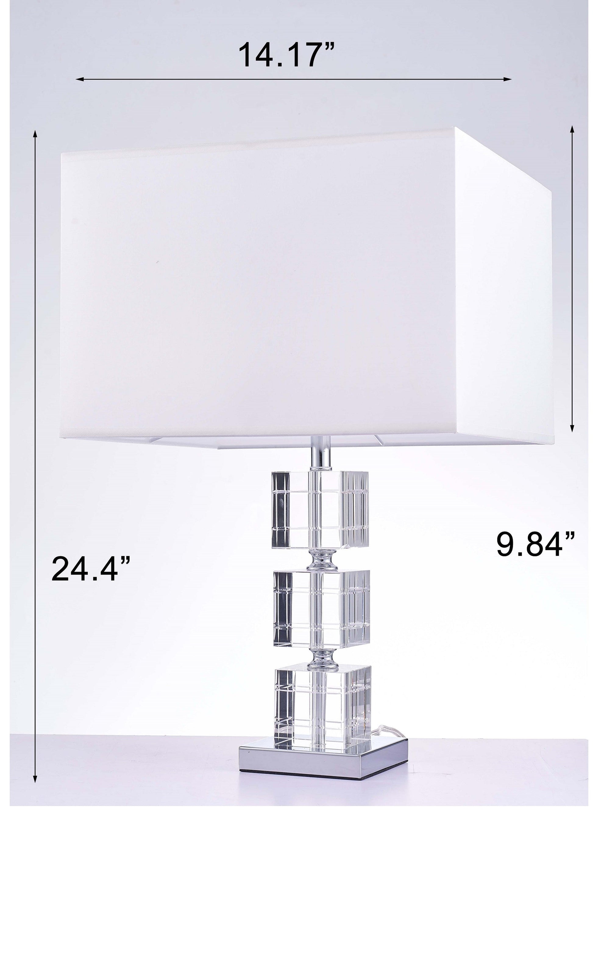 Pasargad Home Fredo 14" White Metal & Crystal Table Lamp