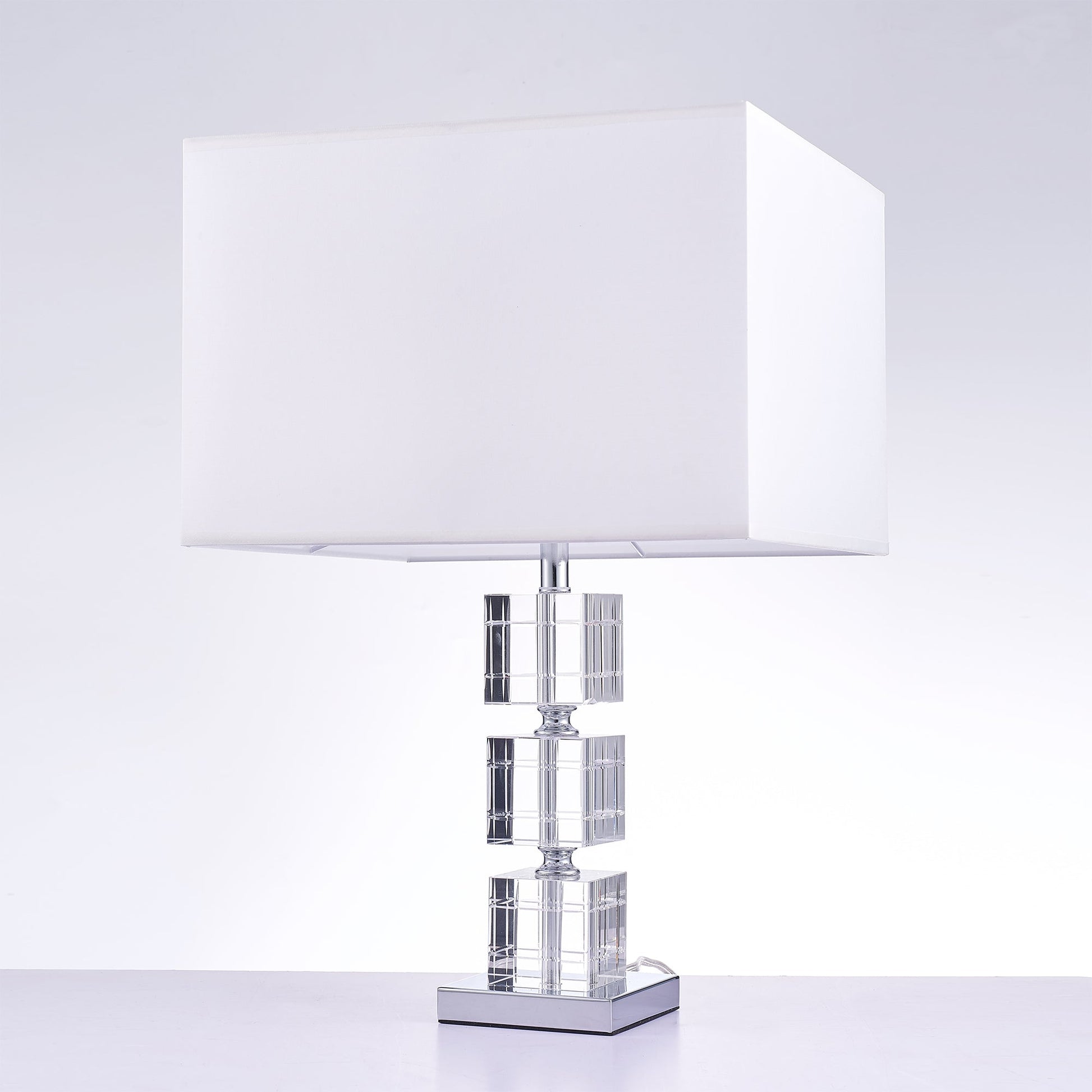 Pasargad Home Fredo 14" White Metal & Crystal Table Lamp