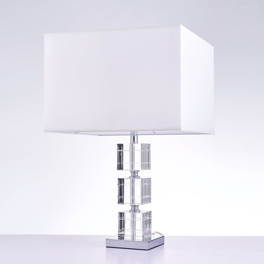 Pasargad Home Fredo 14" White Metal & Crystal Table Lamp