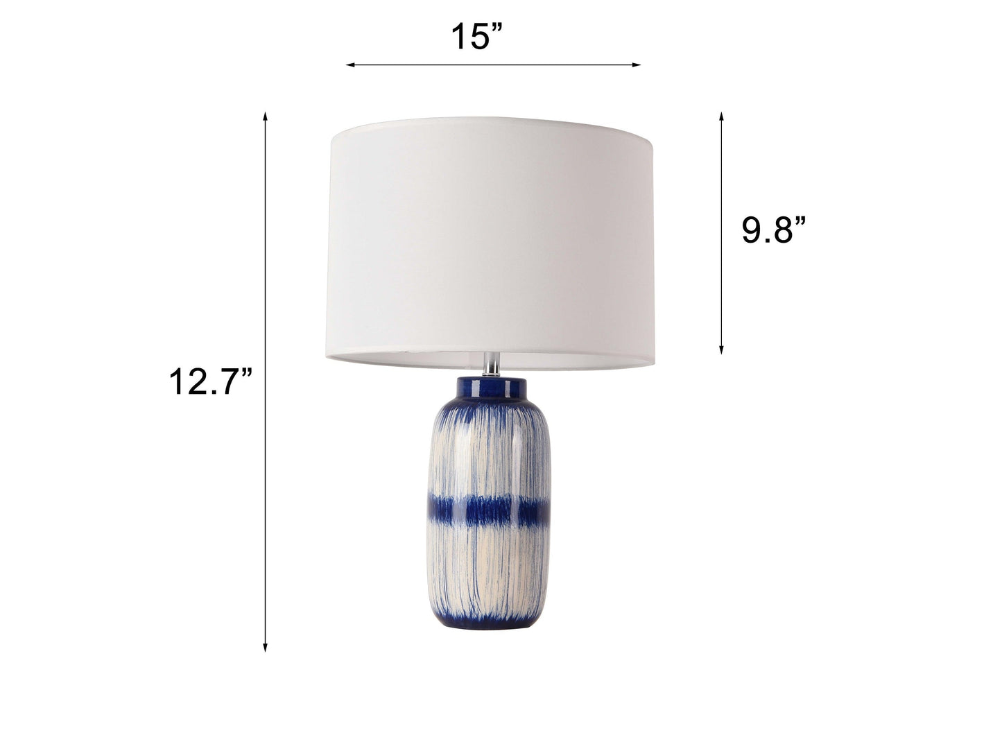Pasargad Home Garcia 15" White & Blue Ceramic Table Lamp