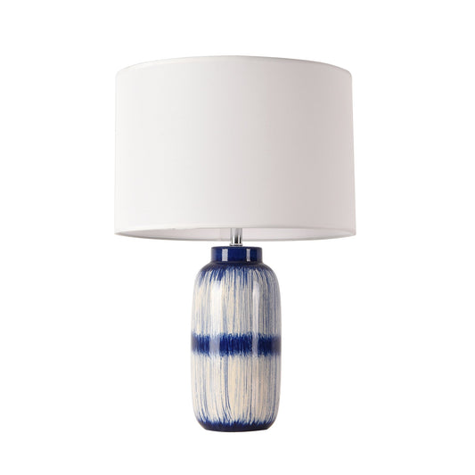 Pasargad Home Garcia 15" White & Blue Ceramic Table Lamp