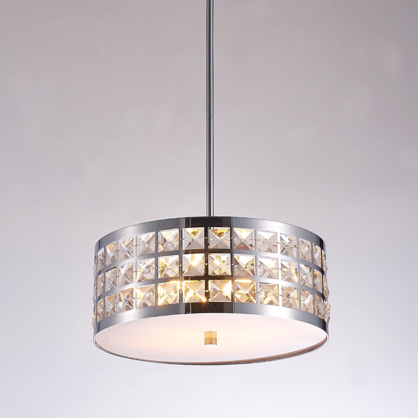 Pasargad Home Hermoza 14" Chrome Metal & Crystal Pendant Light
