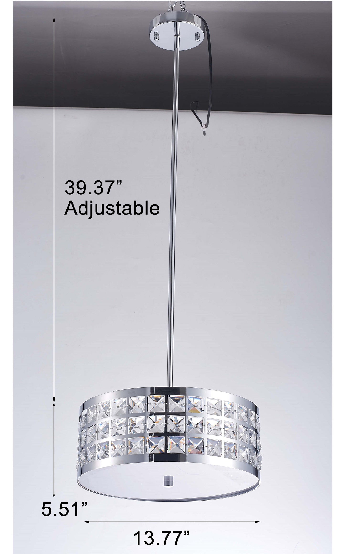 Pasargad Home Hermoza 14" Chrome Metal & Crystal Pendant Light