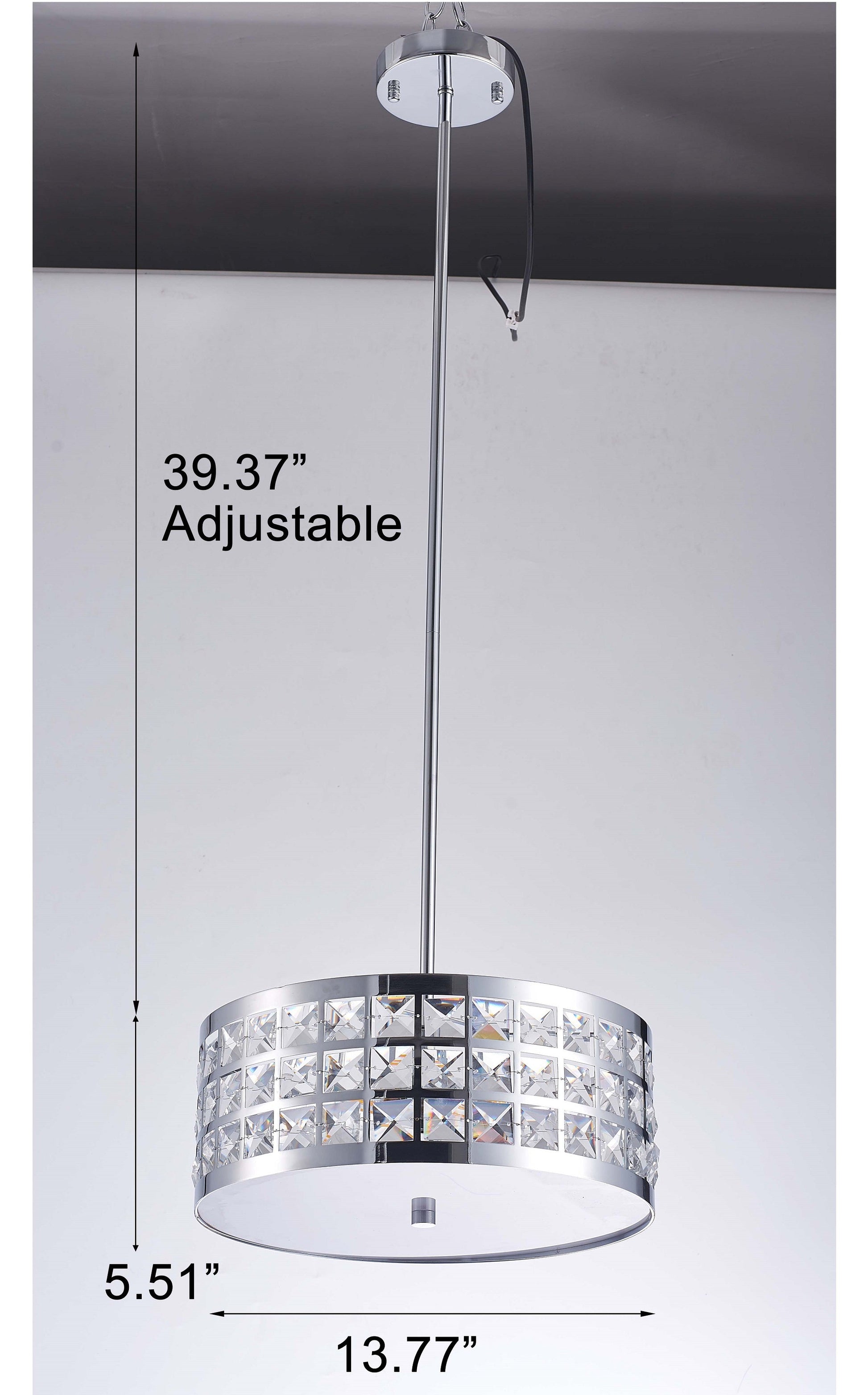 Pasargad Home Hermoza 14" Chrome Metal & Crystal Pendant Light