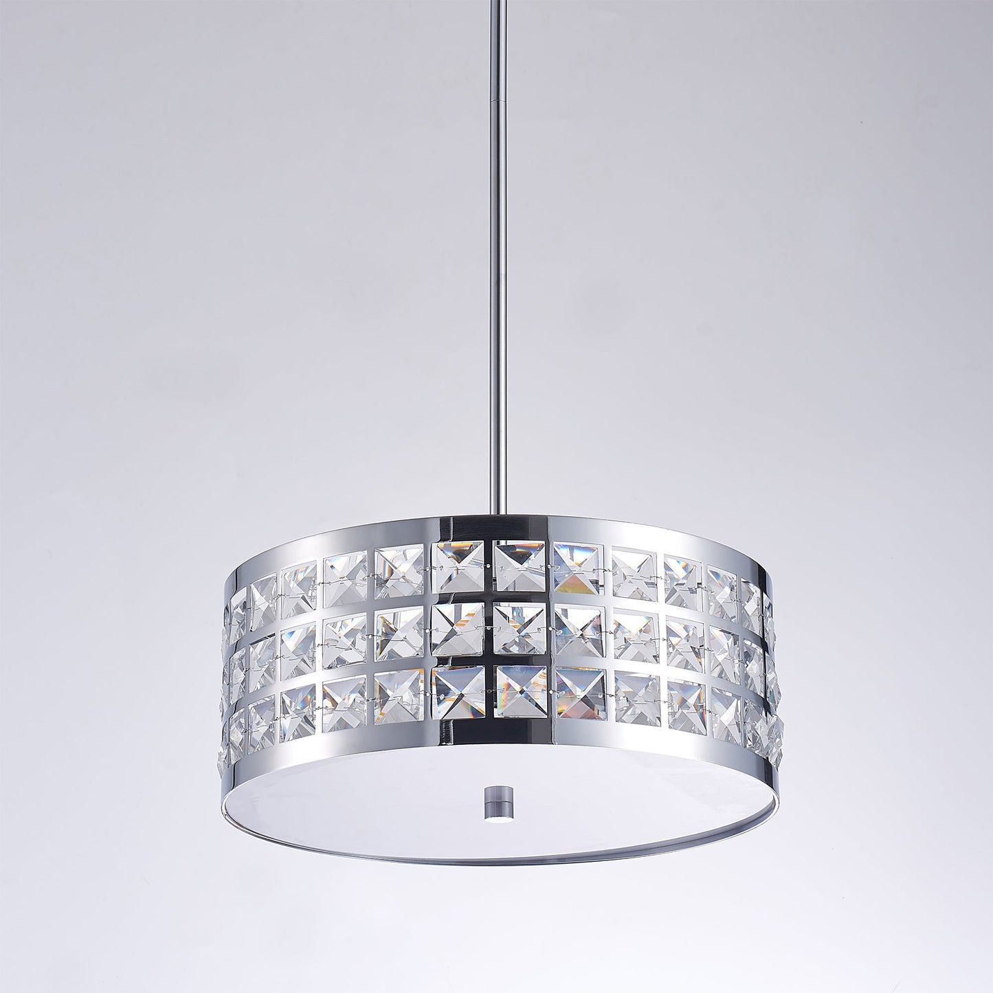 Pasargad Home Hermoza 14" Chrome Metal & Crystal Pendant Light