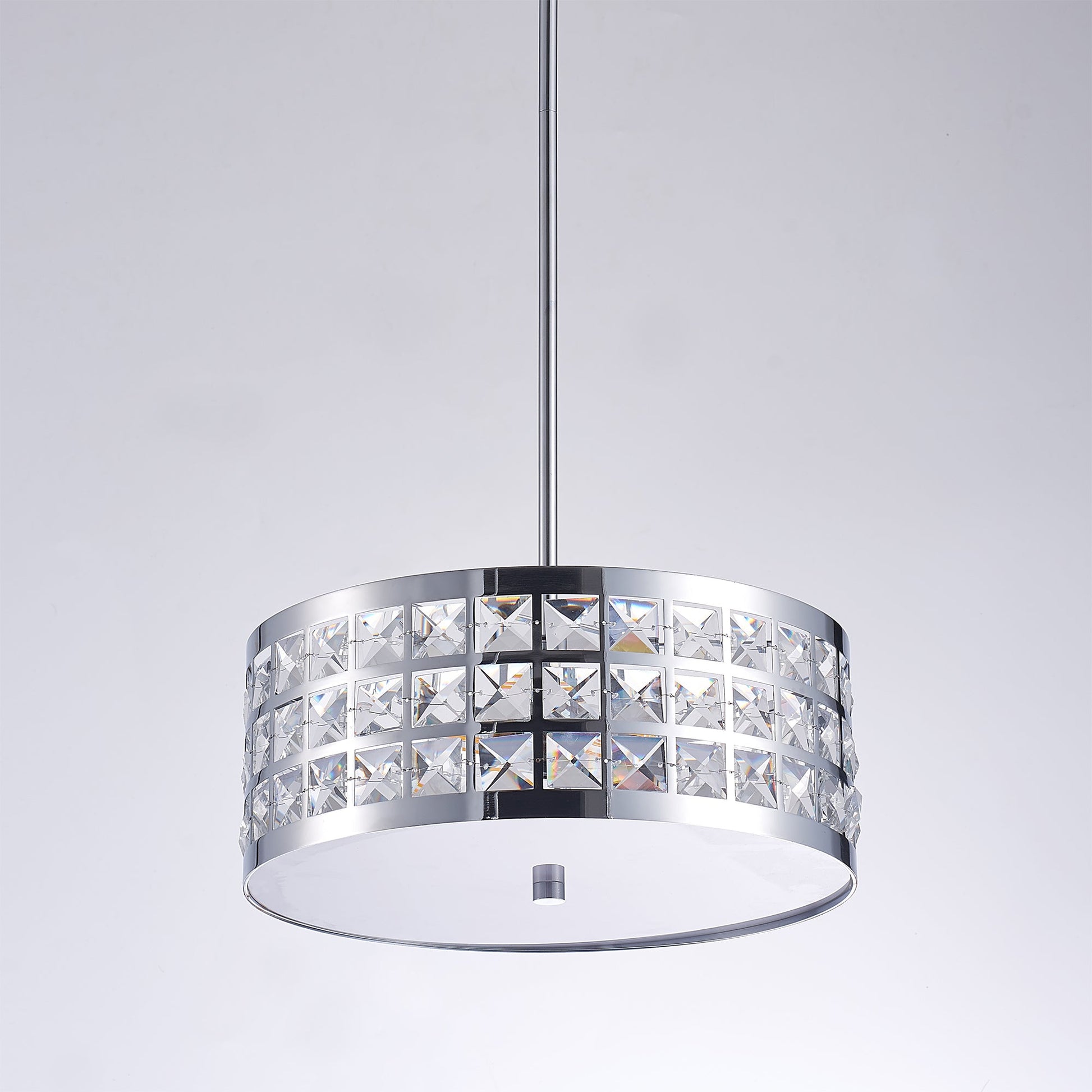 Pasargad Home Hermoza 14" Chrome Metal & Crystal Pendant Light