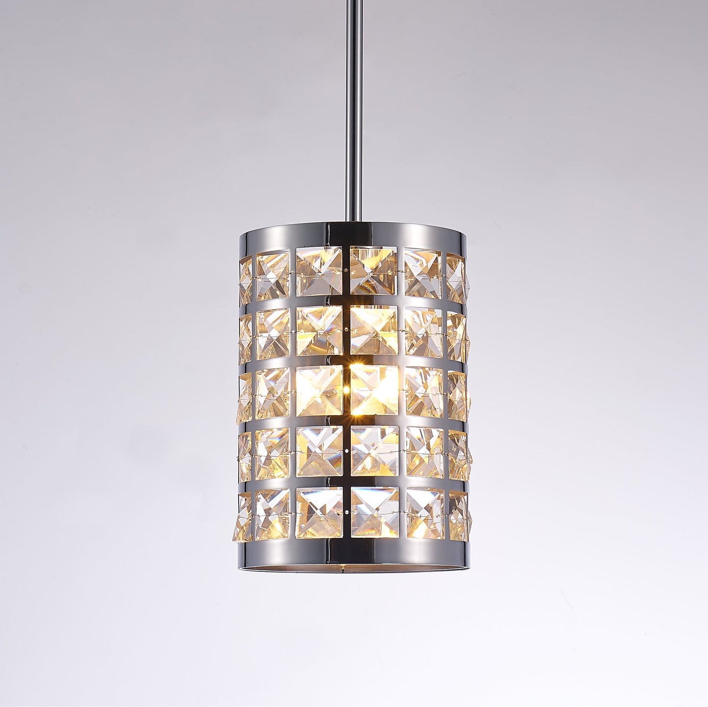 Pasargad Home Hermoza 6" Chrome Metal & Crystal Pendant Light