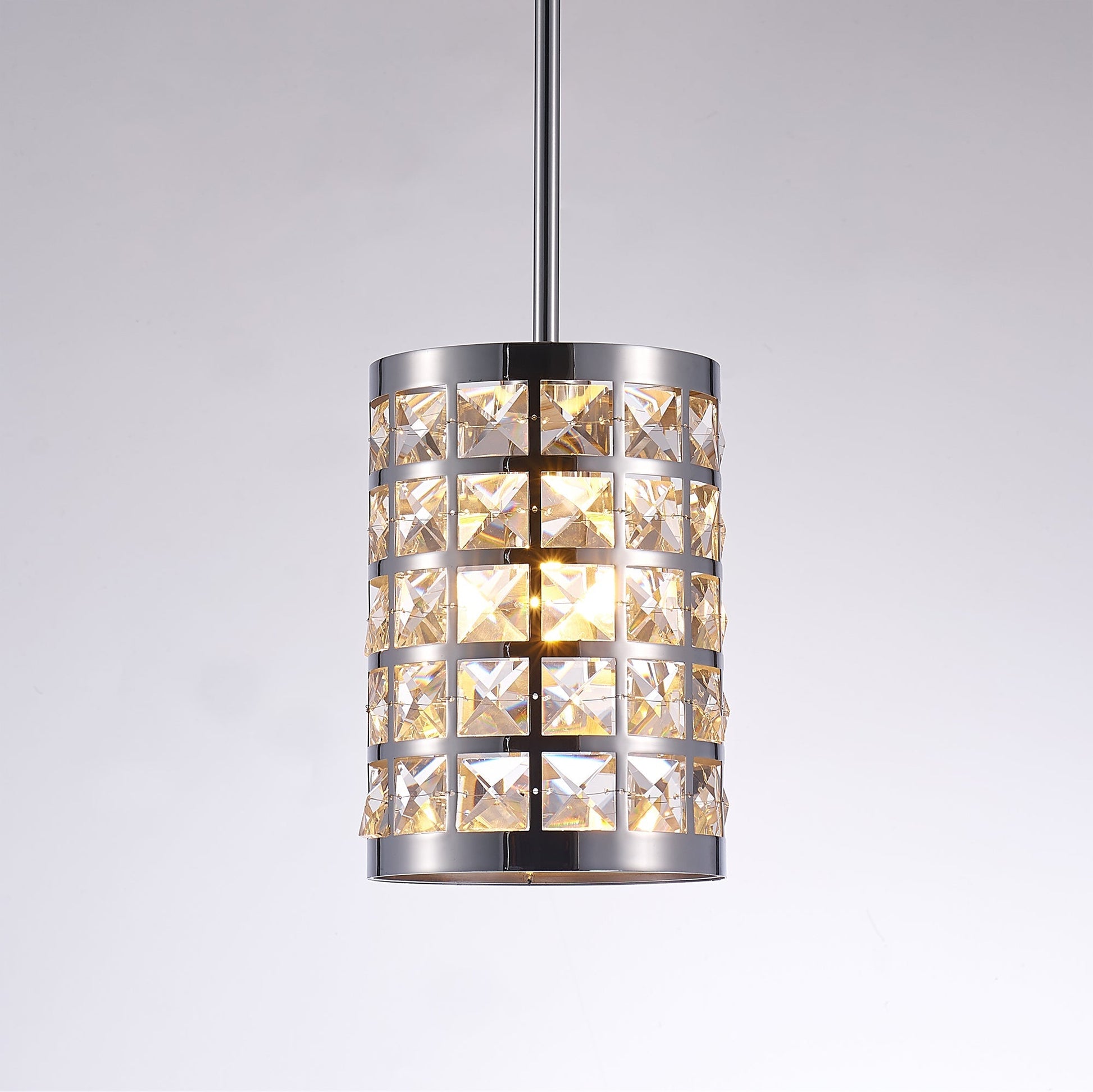 Pasargad Home Hermoza 6" Chrome Metal & Crystal Pendant Light
