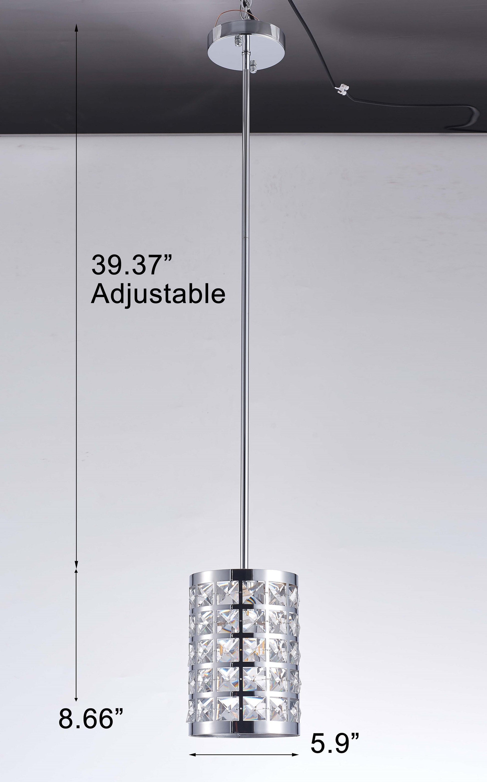 Pasargad Home Hermoza 6" Chrome Metal & Crystal Pendant Light