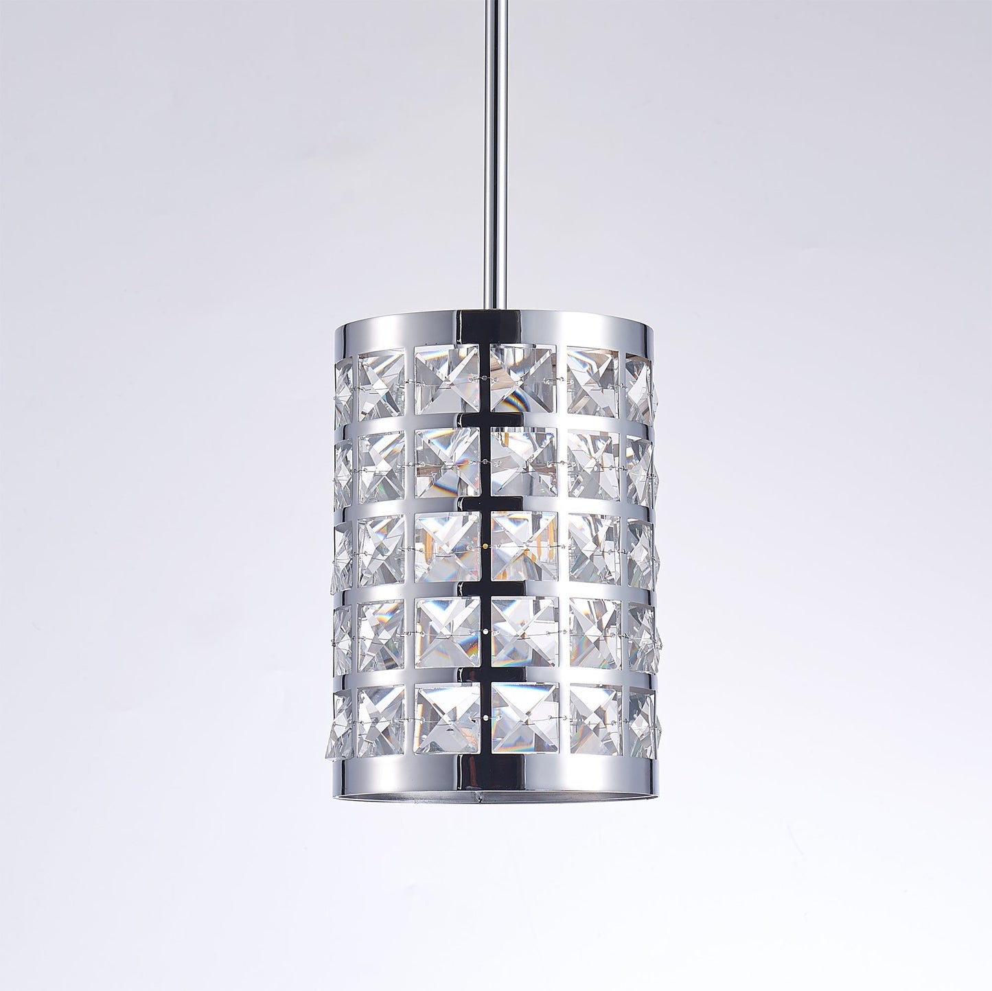 Pasargad Home Hermoza 6" Chrome Metal & Crystal Pendant Light