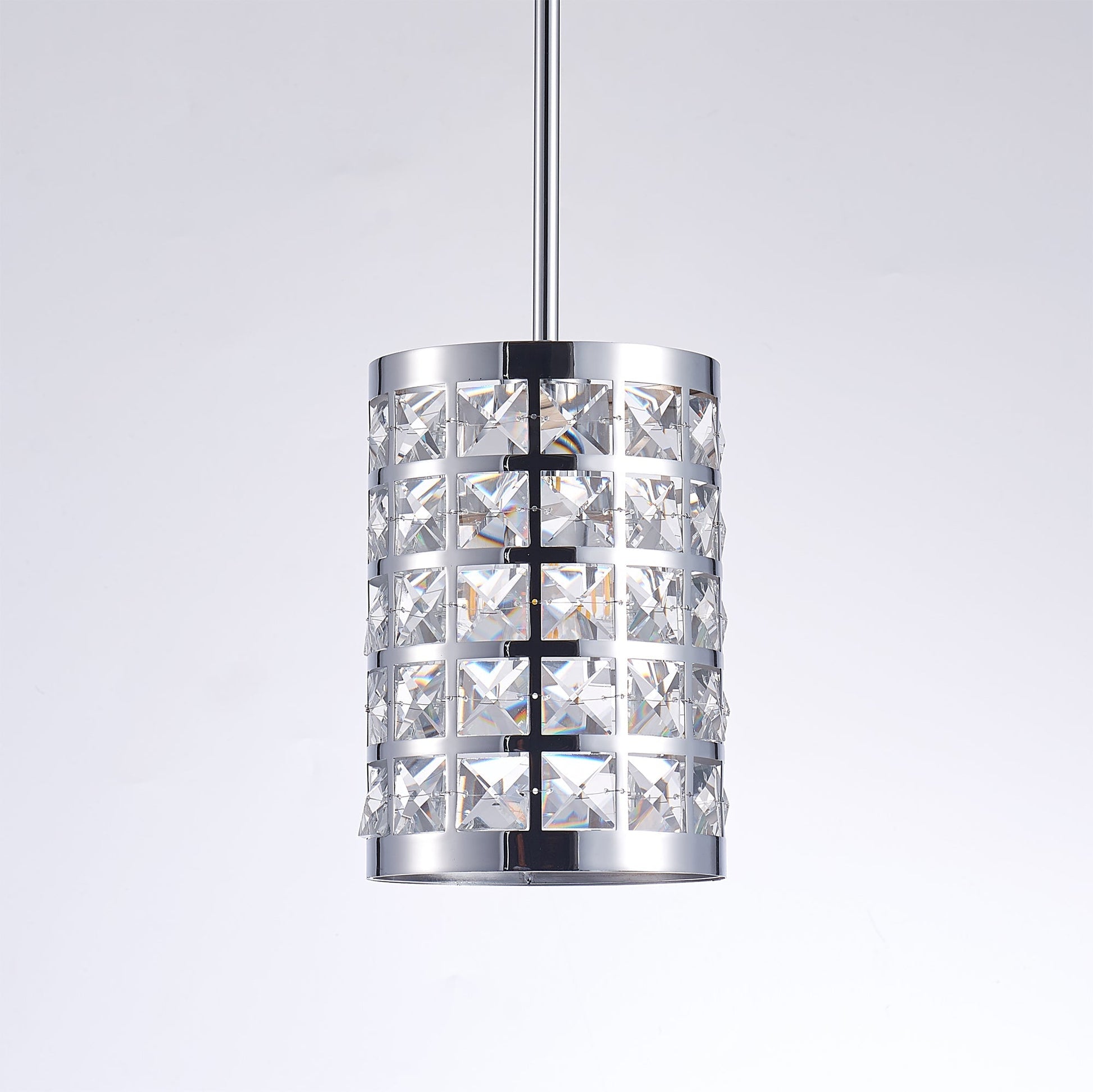 Pasargad Home Hermoza 6" Chrome Metal & Crystal Pendant Light