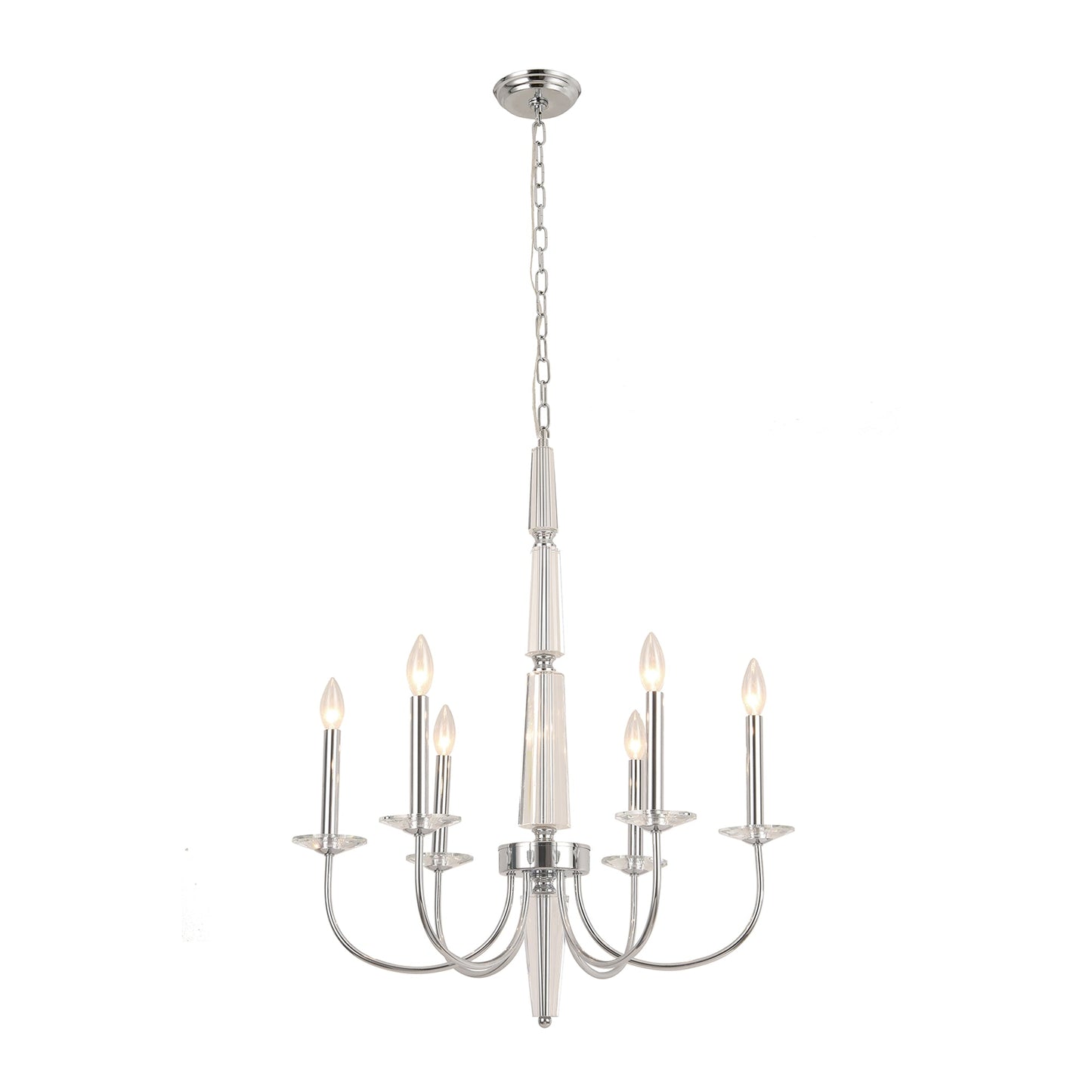 Pasargad Home Hestia 26" Chrome Metal & Cystal Chandelier