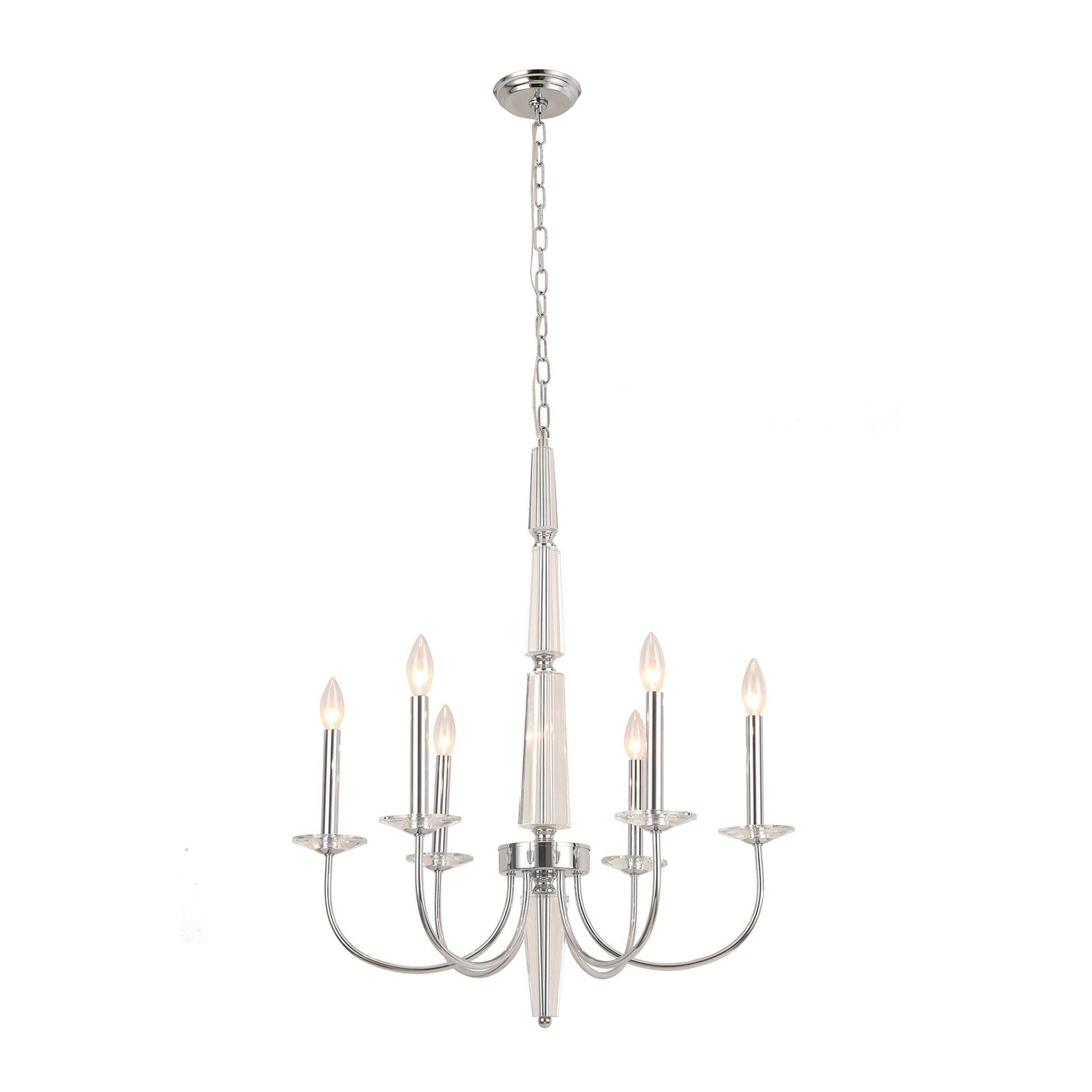 Pasargad Home Hestia 26" Chrome Metal & Cystal Chandelier