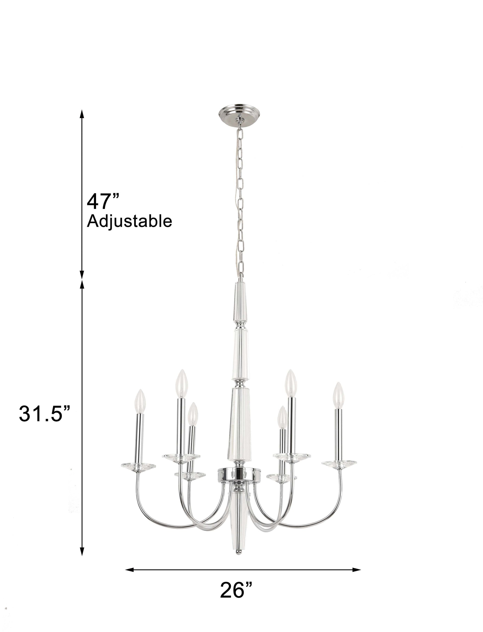 Pasargad Home Hestia 26" Chrome Metal & Cystal Chandelier