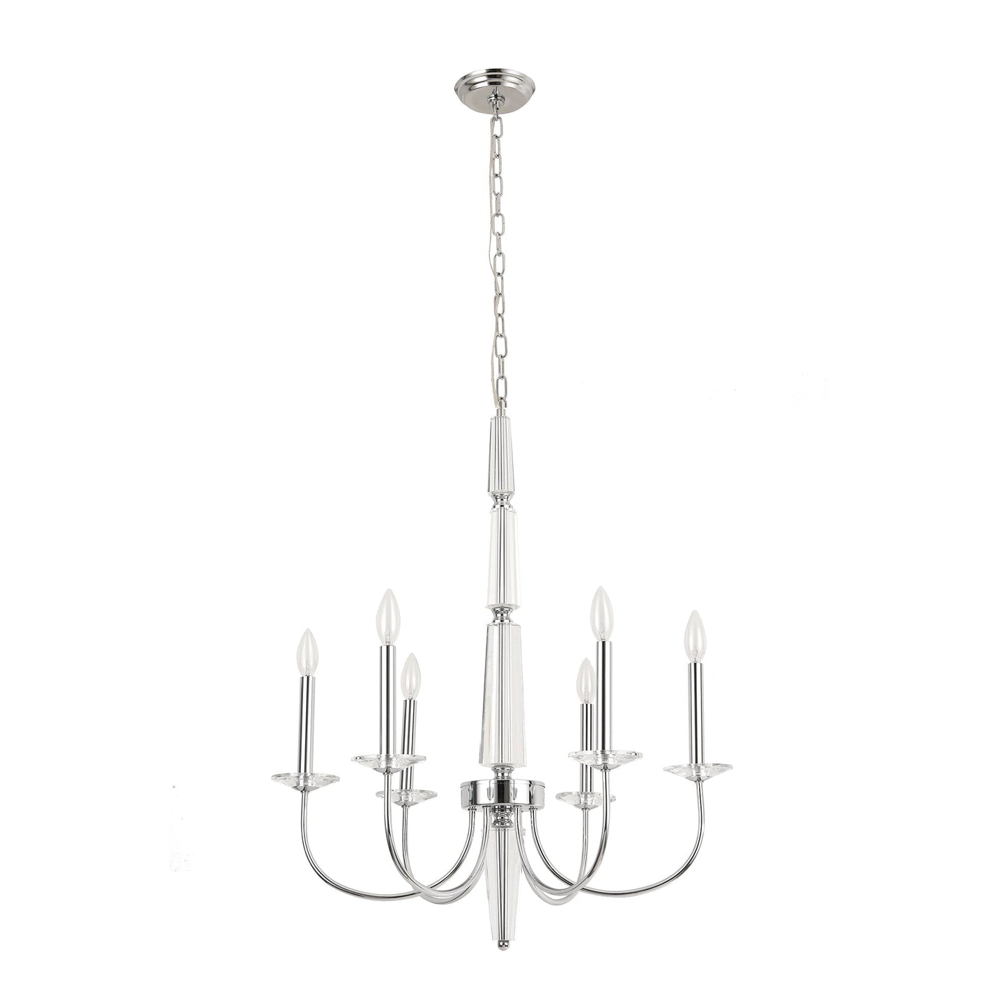 Pasargad Home Hestia 26" Chrome Metal & Cystal Chandelier