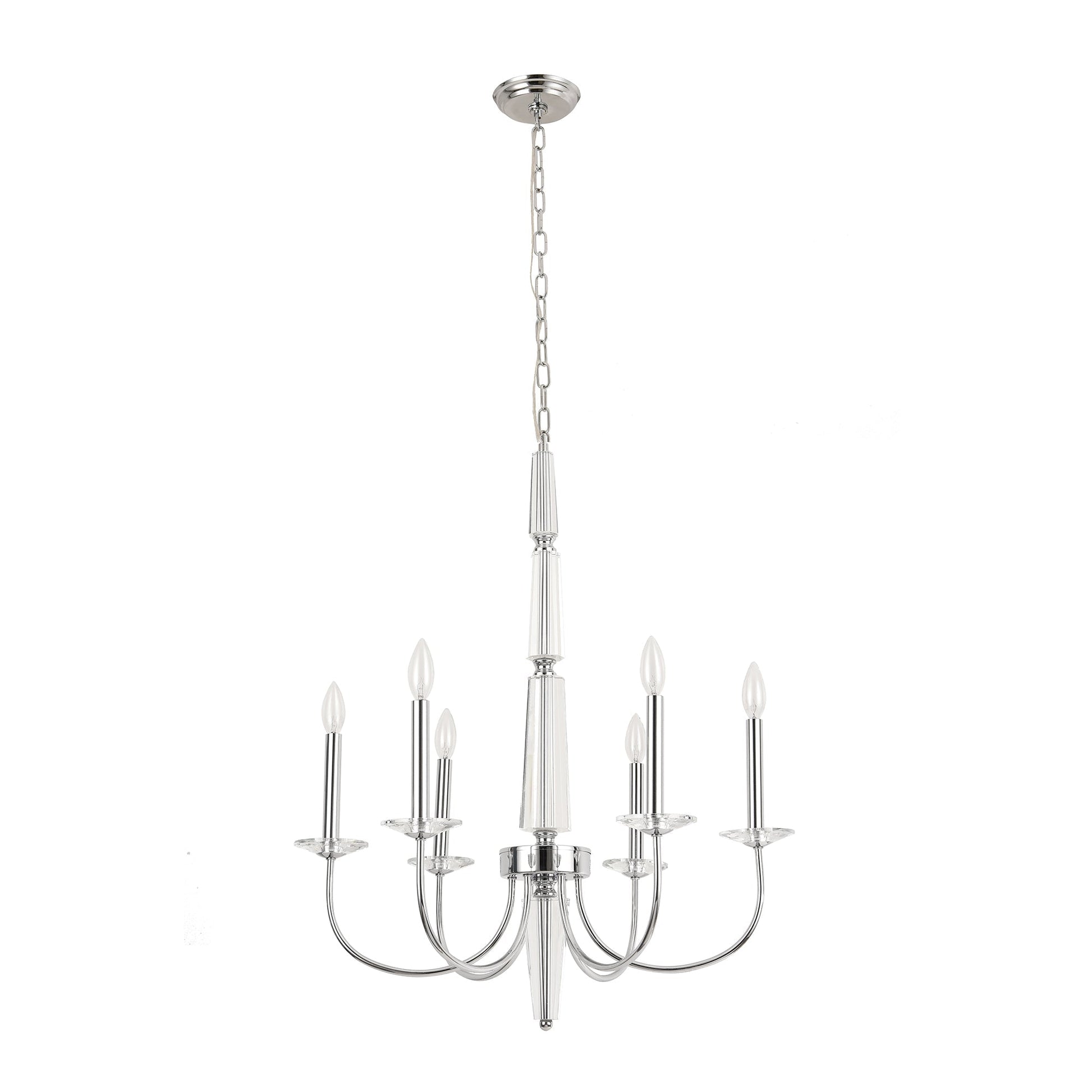 Pasargad Home Hestia 26" Chrome Metal & Cystal Chandelier
