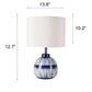 Pasargad Home Joshua 14" White & Blue Ceramic Table Lamp