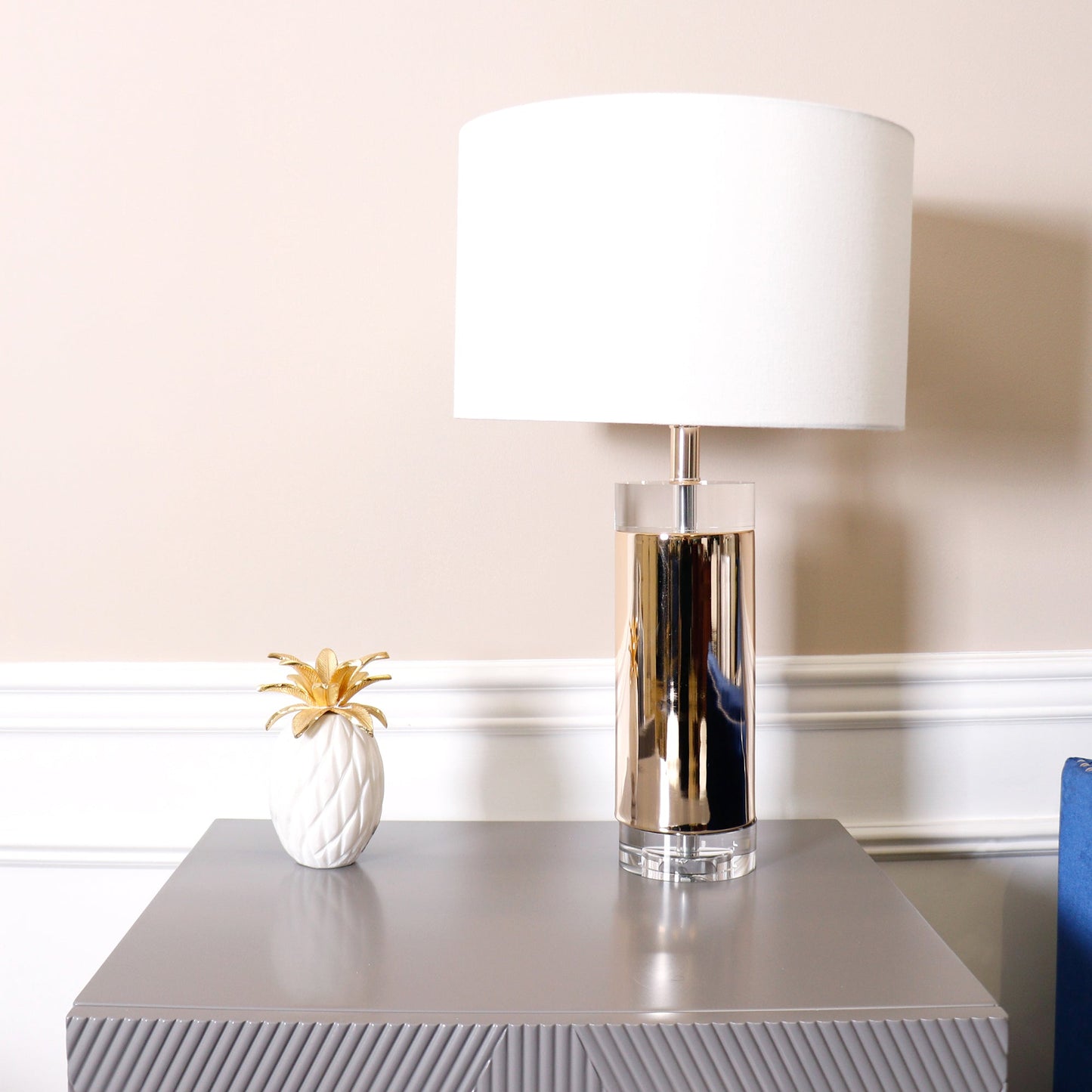 Pasargad Home Jupiter 15" Gold Glass Base & Steel Body Table Lamp
