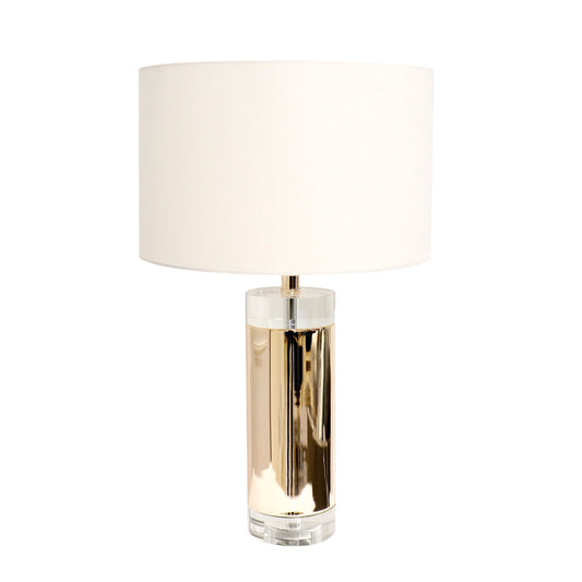 Pasargad Home Jupiter 15" Gold Glass Base & Steel Body Table Lamp