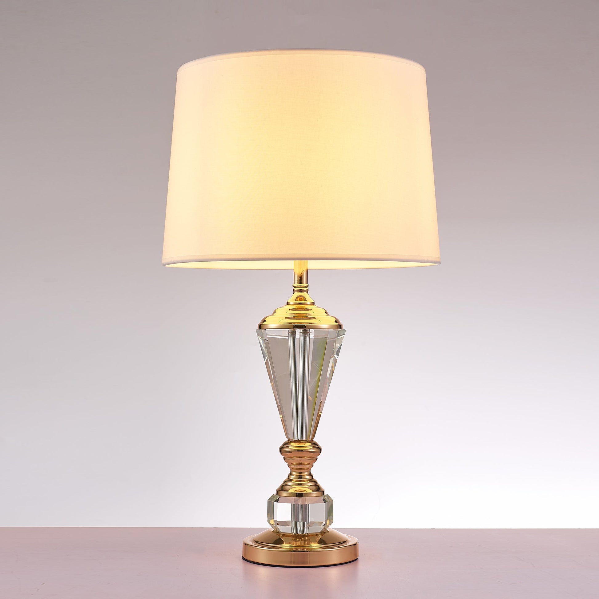 Pasargad Home Luxus 14" White Metal & Crystal Table Lamp
